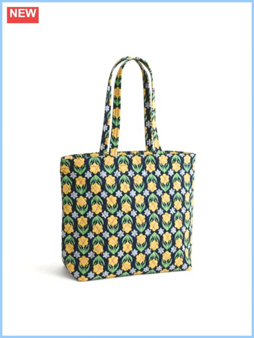 Premium Cotton Quilted Zip Tote Bag with Shoulder Straps - Large Capacity
